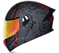 Casque Modulable De Motocyclette ECE Homologué, Casque De Moto, Vintage Casque De Moto Jet Casque Mobylette Casque Moto Intégral Double Visière pour Adultes K,XL