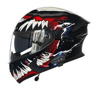 Casque Modulable Moto Bluetooth avec Double Visière Casques Intégraux Flip-Up ECEDOT Homologué Casque Moto Anti-Collision Homme Et Femme Casques Motocross pour Locomotive 6,XL:61-62CM
