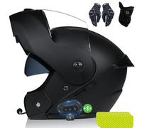 Casque Modulable Moto Bluetooth Intégral Casque avec Cadeaux, avec Double Visière, Adapté Aux Hommes Et Aux Femmes Adultes, S~XL