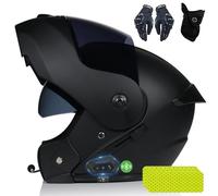 Casque Modulable Moto Bluetooth Intégral Casque avec Cadeaux, avec Double Visière, Adapté Aux Hommes Et Aux Femmes Adultes, S~XL