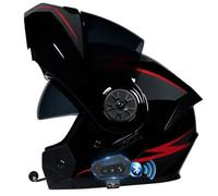 Casque Modulable Moto Bluetooth Intégral Casque, Coque Haute Résistance, Respirante Et Confortable, pour Adultes, Femmes Et Hommes ECE Homologué (A, XL(61~62))