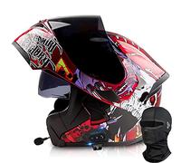 Casque Modulaire Intégré Bluetooth,Modulable Casque Moto avec Double Visière pour Scooter,Mp3 pour Hommes et Femmes Homologué Intercom Dot ECE de Réponse Automatique P,XL=(61-62CM)