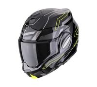 Casque modulaire rabattable Scorpion EXO-Tech Evo Conquer jaune fluo noir brillant double homologation P/J ECE 22.06 visière solaire