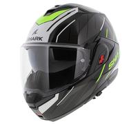 Casque modulaire Shark Oxo Rydger - noir brillant blanc jaune fluo