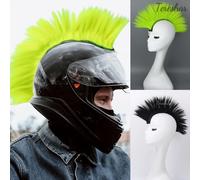 Casque Mohawk perruque synthétique adhésif Mohawk pour moto vélo Ski Snowboard casque patchs de cheveux Skinhead Costumes perruque Orange