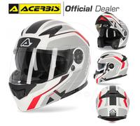 Casque Moto Acerbis Redewel Intégral Modulaire Touring Route Gris - Rouge