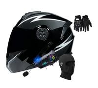 Casque Moto Bluetooth, Casque Intégral avec Intercom Bluetooth, Approuvé Dot/ECE, avec Double Visière, Casque Modulable(C2,M(57~58cm))