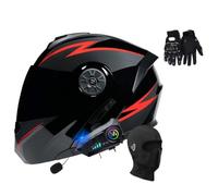 Casque Moto Bluetooth, Casque Intégral avec Intercom Bluetooth, Approuvé Dot/ECE, avec Double Visière, Casque Modulable(C8,XL(61~62cm))
