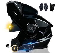 Casque Moto Bluetooth, Casque Intégral avec Intercom Bluetooth pour 2 Pilotes, Approuvé Dot/ECE, Léger, avec Double Visière, Casque Modulable pour Adultes Hommes Femmes S~XL