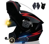 Casque Moto Bluetooth, Casque Intégral avec Intercom Bluetooth pour 2 Pilotes, Approuvé Dot/ECE, Léger, avec Double Visière, Casque Modulable pour Adultes Hommes Femmes S~XL