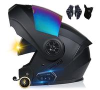 Casque Moto Bluetooth, Casque Intégral avec Intercom Bluetooth pour 2 Pilotes, Approuvé Dot/ECE, Léger, avec Double Visière, Casque Modulable pour Adultes Hommes Femmes S~XL