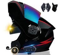Casque Moto Bluetooth, Casque Intégral avec Intercom Bluetooth pour 2 Pilotes, Approuvé Dot/ECE, Léger, avec Double Visière, Casque Modulable pour Adultes Hommes Femmes S~XL