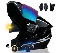 Casque Moto Bluetooth, Casque Intégral avec Intercom Bluetooth pour 2 Pilotes, Approuvé Dot/ECE, Léger, avec Double Visière, Casque Modulable pour Adultes Hommes Femmes S~XL