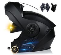 Casque Moto Bluetooth, Casque Intégral avec Intercom Bluetooth pour 2 Pilotes, Approuvé Dot/ECE, Léger, avec Double Visière, Casque Modulable pour Adultes Hommes Femmes S~XL