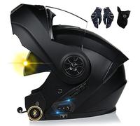 Casque Moto Bluetooth Intercom Headset Approuvé ECE Casque Modulable avec Double Visière Casque Intégral Intégré pour Adultes Hommes Femmes, Bluetooth pour 2 Pilotes 55-62cm