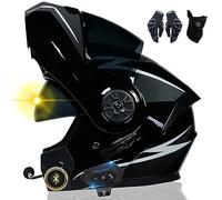 Casque Moto Bluetooth Intercom Headset Approuvé ECE Casque Modulable avec Double Visière Casque Intégral Intégré pour Adultes Hommes Femmes, Bluetooth pour 2 Pilotes 55-62cm