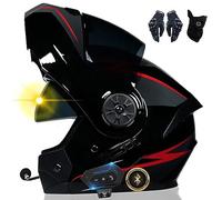 Casque Moto Bluetooth Intercom Headset Approuvé ECE Casque Modulable avec Double Visière Casque Intégral Intégré pour Adultes Hommes Femmes, Bluetooth pour 2 Pilotes 55-62cm