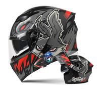 Casque Moto Bluetooth Modulable Casques Integral Moto Casque de Moto Protection ECE Homologué Double Visière Casque Scooter Réponse Automatique Intercom pour Adulte Homme et Femme