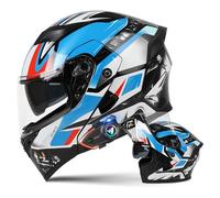 Casque Moto Bluetooth Modulable Casques Integral Moto Casque de Moto Protection ECE Homologué Double Visière Casque Scooter Réponse Automatique Intercom pour Adulte Homme et Femme