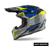 Casque moto cross Airoh Aviator 3 Push - blue gloss - S XXL