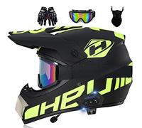 Casque Moto Cross Bluetooth Casque De Motocross Adulte Homologué DOT Casque Moto Cross Moto Set Avec Gants Lunettes Masque Casque Integral Pour ATV VTT BMX Quad Enduro Scooter D,L