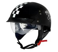 Casque Moto Demi Brain-Cap Rétro Casque Bol avec Visière pour Cruiser Chopper Scooter Casques Vintage À Face Ouverte DOTECE Homologué Casques De Moto Jet Moto 9,XL:61-62CM