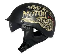 Casque Moto Demi Brain-Cap Rétro Casque Bol avec Visière pour Cruiser Chopper Scooter Casques Vintage À Face Ouverte DOTECE Homologué Casques De Moto Jet Moto 18,XXL:63-64CM