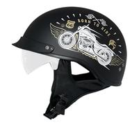 Casque Moto Demi Brain-Cap Rétro Casque Bol avec Visière pour Cruiser Chopper Scooter Casques Vintage À Face Ouverte DOTECE Homologué Casques De Moto Jet Moto 1,XL:61-62CM