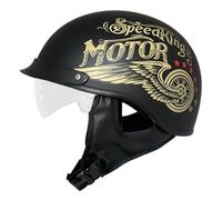 Casque Moto Demi Brain-Cap Rétro Casque Bol avec Visière pour Cruiser Chopper Scooter Casques Vintage À Face Ouverte DOTECE Homologué Casques De Moto Jet Moto 17,L:59-60CM