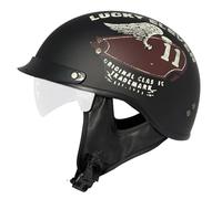 Casque Moto Demi Brain-Cap Rétro Casque Bol avec Visière pour Cruiser Chopper Scooter Casques Vintage À Face Ouverte DOTECE Homologué Casques De Moto Jet Moto 4,XL:61-62CM