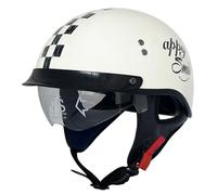Casque Moto Demi Brain-Cap Rétro Casque Bol avec Visière pour Cruiser Chopper Scooter Casques Vintage À Face Ouverte DOTECE Homologué Casques De Moto Jet Moto 11,M:57-58CM