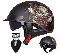 Casque Moto EBAYIN Bol Brain - Cap RéTro Harley Jet Certifié ECE DOT M=（57~58cm）