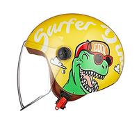 Casque moto et scooter dinosaure jaune, amovible et lavable, 48-55 cm, fermeture rapide