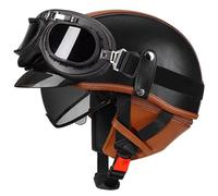Casque Moto Homme, Demi Casque Moto Casque Bol Casque Moto Jet Vintage Casque Ouverte avec VisièRe Homologué ECE, pour Scooter/Cruiser D02,M:55-56cm