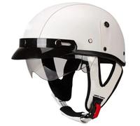 Casque Moto Homme Homologué Casque Moto Vintage Casques Jet Homologué ECE Casque De Moto Demi-Visage en Cuir De Style Allemand Vintage D01, M:57-58CM