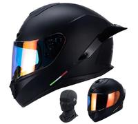 Casque Moto Intégral Casque Full Face avec Masque Certifié ECE Doublure IntéRieure Lavable Lentilles HD (Lentilles Aurora) Aileron ArrièRe Allongé Deux/Sexes M-2XL 57-64CM