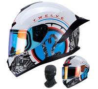 Casque Moto Intégral Casque Full Face avec Masque Certifié ECE Doublure IntéRieure Lavable Lentilles HD (Lentilles Aurora) Aileron ArrièRe Allongé Deux/Sexes M-2XL 57-64CM