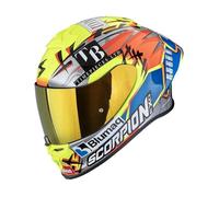 Scorpion Casque intégral EXO-R1 Evo II Air Aron Misano – Argent/Jaune néon/Bleu/Orange – XL