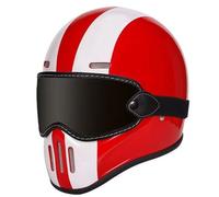 Casque Moto Intégraux Cuir Vintage Casques Modulables DOTECE Homologué Casques Intégral Moto Homme Femme avec Lunettes Casques Intégraux Motocross pour Locomotive 6,XL:61-62CM