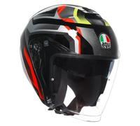 Casque Moto Jet AGV IRIDES ZURIGO 017 Noir-Rouge-Jaune Lustré E2206