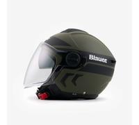 Casque Moto Jet Blauer DJ-01 Vert Mat Noir Double Visière ECE2206