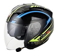 Casque Moto Jet Bluetooth Microphone Intégré, Casque Moto Ouvert avec Certification ECE, Adultes Unisex Motocyclette Électrique 3/4 Demi Casque, pour mobylette Scooter