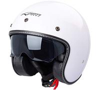 Casque Moto Jet Cafe Racer Homologué ECE 22-05 Scooter Custom Blanc S