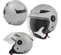 Casque Moto Jet City Certificat ECE 22 Scooter Long Visière Argent XL