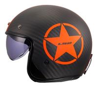LS2 Casque à face ouverte OF601 Bob II Carbon Star Orange Taille L Homme