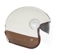 Casque moto jet Nox Premium Heritage - blanc/marron S