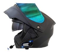 Casque Moto Modulable Bluetooth Homologué ECEDOT Casques Intégraux Flip-Up avec Double Visière Casque Integral Modulables Casques Motocross avec Haut-Parleur Et Microphone Z-3,M:57-58CM
