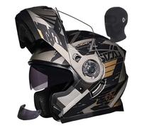Casque Moto modulable Casque Moto intégral certifié ECE, Double visière antibuée, Coque ABS anticollision, Unisexe 3,M55-56CM