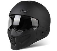 Casque Moto Modulable Casques Intégraux avec Visière 3/4 Combiné Casques Moto Jet Homologué ECEDOT Toutes Saisons Casque Ouvert Vintage Demi-Casqu Moto pour Homme Femme 4,XL:61-62CM