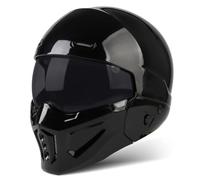 Casque Moto Modulable Casques Intégraux avec Visière 3/4 Combiné Casques Moto Jet Homologué ECEDOT Toutes Saisons Casque Ouvert Vintage Demi-Casqu Moto pour Homme Femme 9,XL:61-62CM